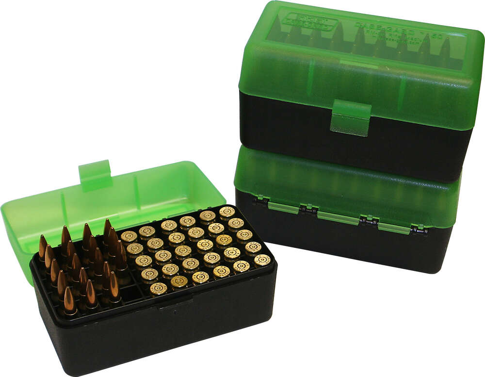 Misc. Accessories MTM Case Gard Ready Series MTM AMMO BOX 50 RD FLIP-TOP 300 WSM 45-70 7MM R SAUM GREEN